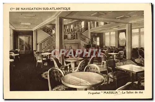 Cartes postales Bateau Cie de Navigation Sud Atlantique Paquebot Massilia Le salon de the