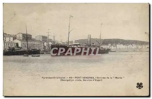 Cartes postales Bateau Port Vendres L&#39arrivee de la Marsa Service d&#39Alger Navigation mixte
