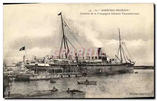 Ansichtskarte AK Bateau Le Marechal Bugeaud Courrier de la Compagnie Generale Transatlantique