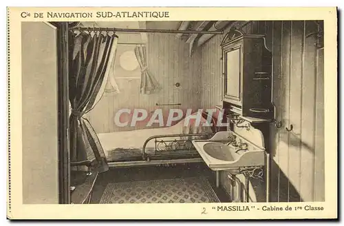 Cartes postales Bateau Cie de Navigation Sud Atlantique Massilia Cabine de 1ere classe