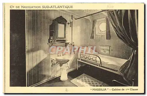 Cartes postales Bateau Cie de Navigation Sud Atlantique Massilia Cabine de 1ere classe