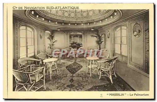 Cartes postales Bateau Cie de Navigation Sud Atlantique Massilia Le palmarium