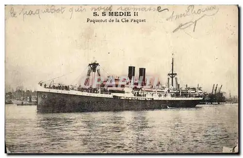 Cartes postales Bateau SS Medie II Paquebot de la Cie Paquet