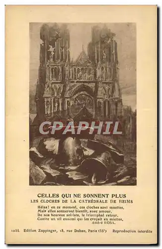 Ansichtskarte AK Cloche Les cloches de la cathedrale de Reims Militaria