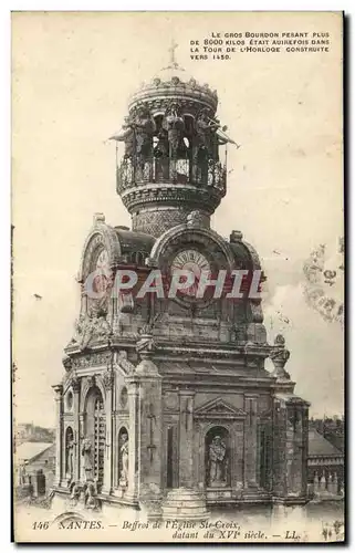 Cartes postales Cloche Nantes Beffroi de l&#39eglise Ste Croix datant du 16eme