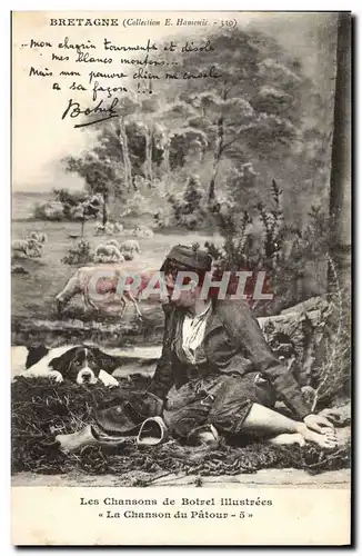 Cartes postales Folklore Botrel Les chansons de Botrel illustrees La chanson du patour Chien