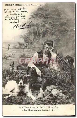 Cartes postales Folklore Botrel Les chansons de Botrel illustrees La chanson du patour Chien