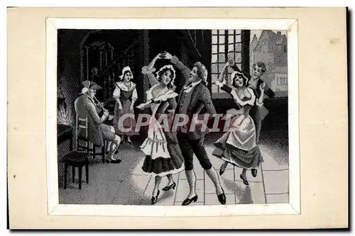 Ansichtskarte AK Fantaisie Femme Danse (carte toil�e) TOP