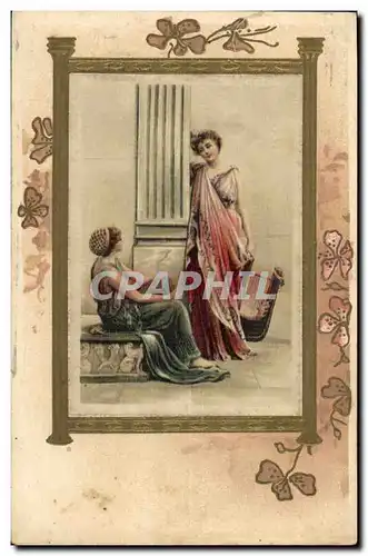 Ansichtskarte AK Fantaisie Femme (carte toil�e)