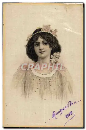 Ansichtskarte AK Fantaisie Femme (carte toil�e)