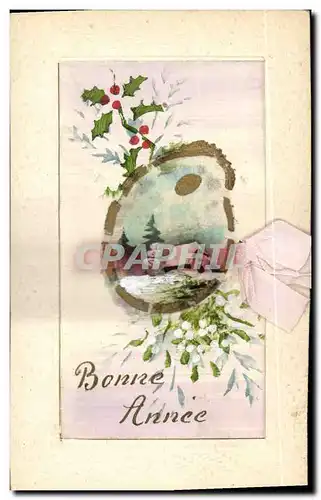 Cartes postales Fantaisie Bonne annee (carte toil�e)