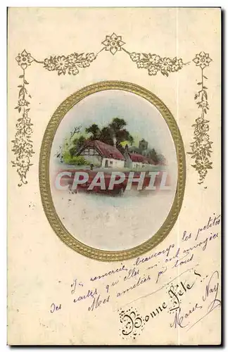 Cartes postales Fantaisie Maison (carte toil�e)