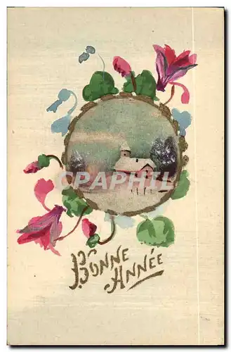 Cartes postales Fantaisie Bonne annee (carte toil�e)