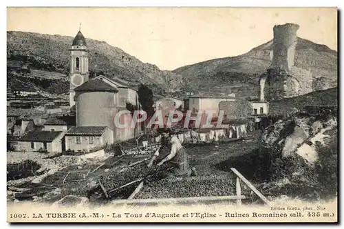 Cartes postales Cueillette La Turbie La Tour d4Auguste et l&#39eglise Ruines romaines TOP