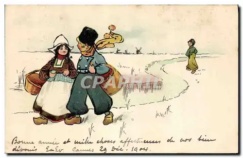 Ansichtskarte AK Fantaisie Illustrateur Enfants Folklore Hollande