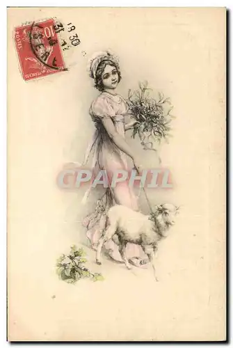 Cartes postales Fantaisie Femme Mouton