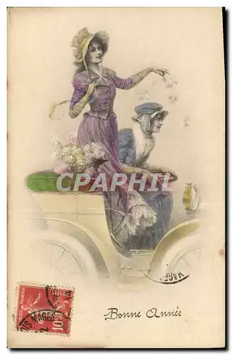 Cartes postales Fantaisie Femmes Automobile Bonne annee