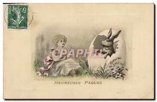 Cartes postales Fantaisie Enfant Lapin Oeuf
