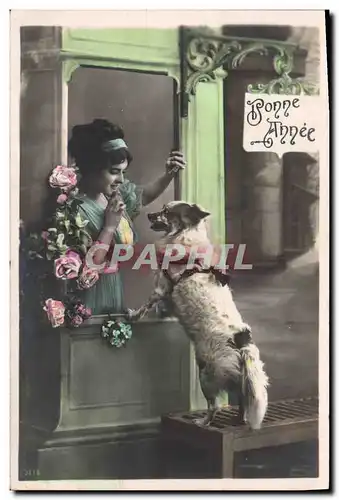 Cartes postales Chien Chiens Femme Bonne annee