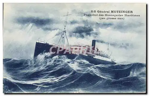 Cartes postales Bateau Paquebot SS General Metzinger Messageries Maritimes