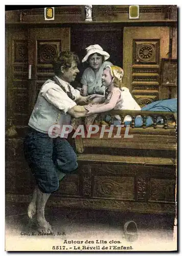 Cartes postales Folklore Lits Clos Le reveil de l&#39enfant