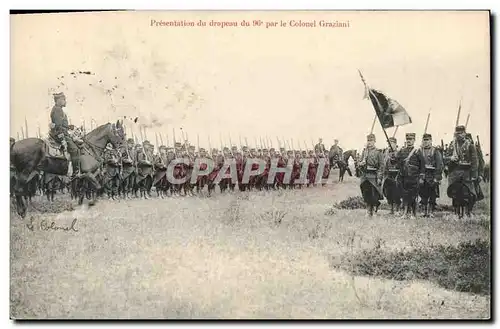 Ansichtskarte AK Militaria Presentation du drapeau du 96eme par le Colonel Graziani