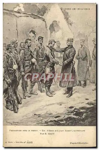 Cartes postales Militaria Promotion sur le front Un heros est fait sous lieutenant Scott