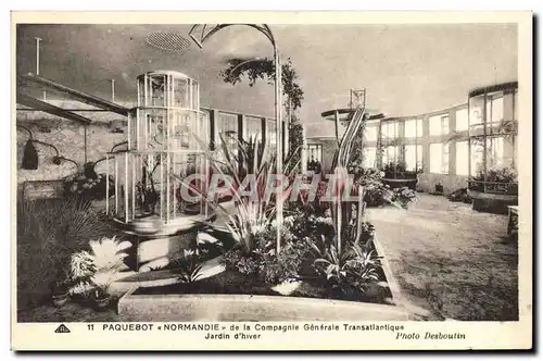 Ansichtskarte AK Bateau Paquebot Normandie de la Compagnie Generale Transatlantique Jardin d&#39hiver