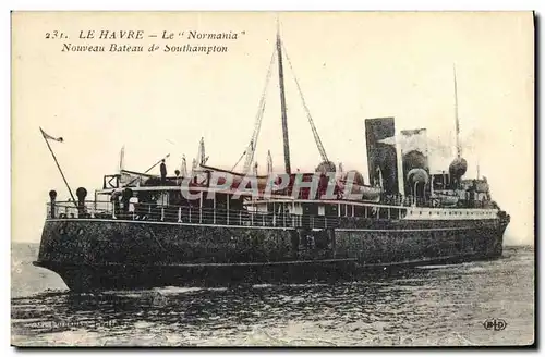 Cartes postales Bateau Paquebot Le Havre Le Normandia Nouveau bateau de Southampton