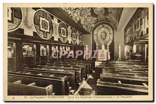 Cartes postales Bateau Paquebot Normandie de la Cie Gle Transatlantique La chapelle