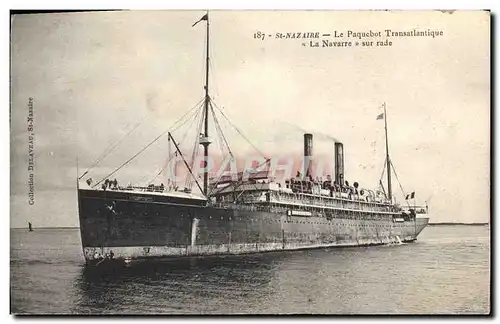Cartes postales Bateau Paquebot Transatlantique la Navarre sur rade St Nazaire