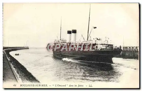 Cartes postales Bateau Paquebot Boulogne sur Mer L'Onward dans les jetees