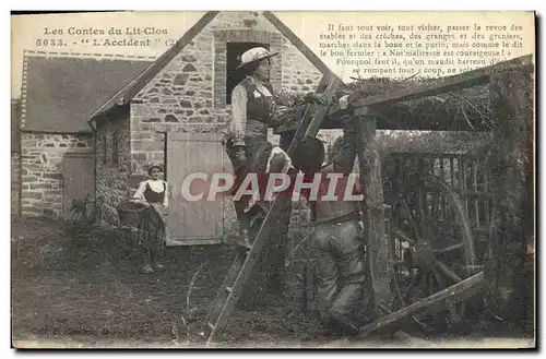 Cartes postales Folklore Lits clos Bretons Les contes du lit clos L&#39accident