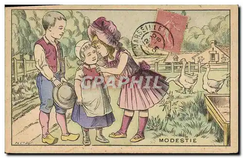 Cartes postales Fantaisie Enfants modestie