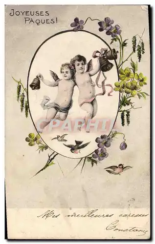 Cartes postales Fantaisie Anges Paques