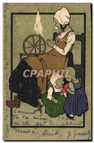 Cartes postales Fantaisie Femme Enfants Folklore