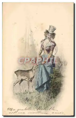 Cartes postales Fantaisie Femme Biche