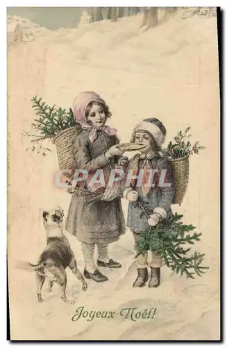 Cartes postales Fantaisie Enfants Chien Noel
