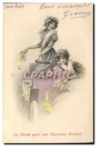 Cartes postales Fantaisie Femme Automobile