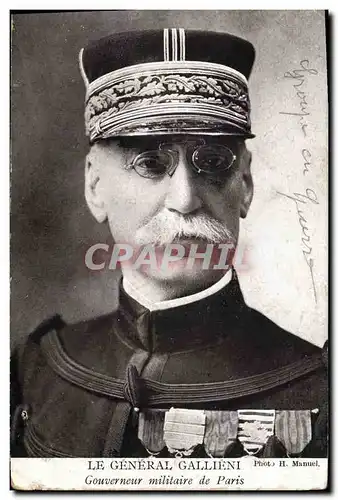 Cartes postales Militaria General Gallieni Gouverneur militaire de Paris