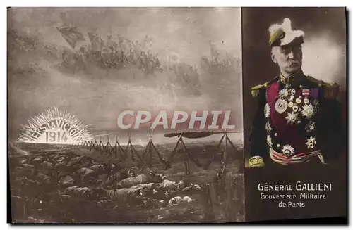 Cartes postales Militaria General Gallieni Gouverneur militaire de Paris