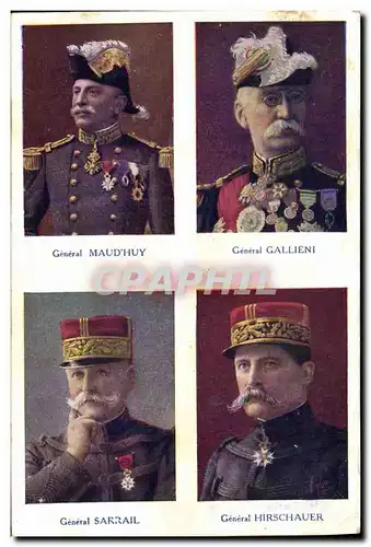 Cartes postales Militaria General Gallieni Maud&#39Huy Sarrail Hirschauer