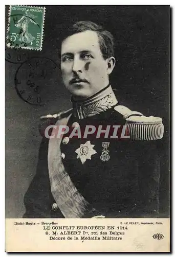 Cartes postales Militaria SM Albert 1er Roi des Belges Decore de la Medaille militaire