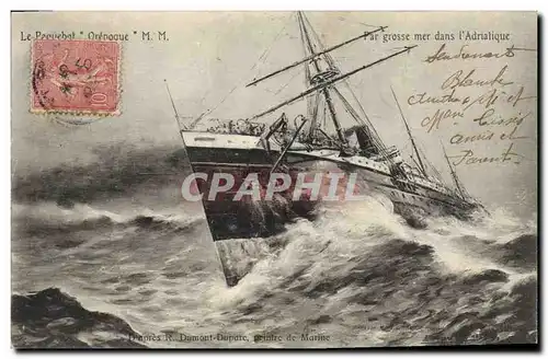 Cartes postales Bateau Paquebot Orenoque par grosse mer dans l&#39Adriatique