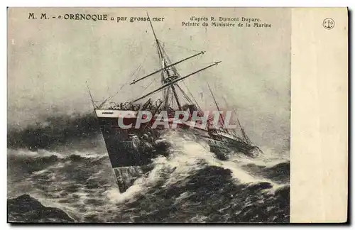 Cartes postales Bateau Paquebot Oceanien par grosse mer