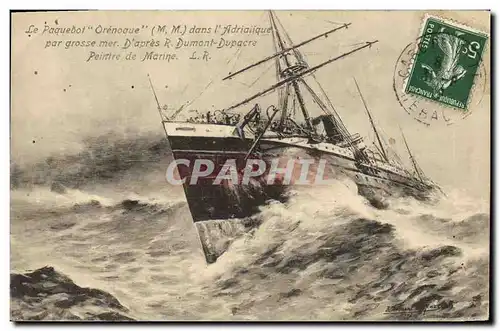 Cartes postales Bateau Paquebot Orenoque par grosse mer dans l'Adriatique