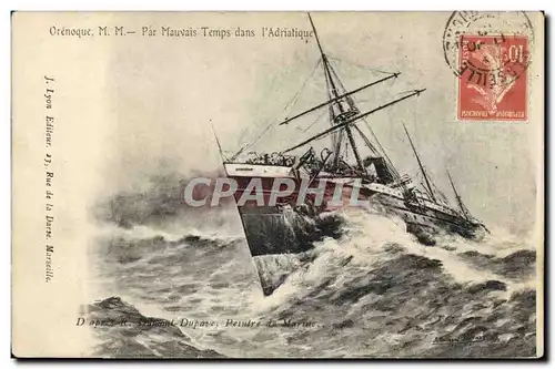 Cartes postales Bateau Paquebot Orenoque par mauvais temps dans l'Adriatique