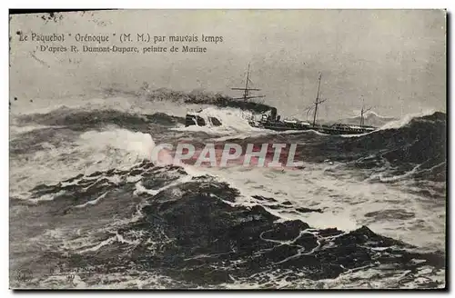 Ansichtskarte AK Bateau Paquebot Orenoque par mauvais temps