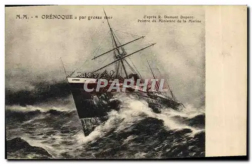 Cartes postales Bateau Paquebot Orenoque par mauvais temps