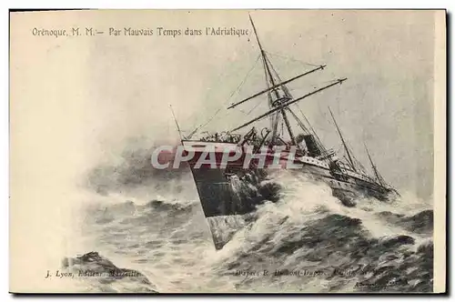 Cartes postales Bateau Paquebot Orenoque par grosse mer dans l'Adriatique